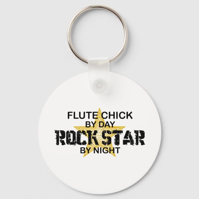 Flute Chick Rock Star by Night Keychain (Front)