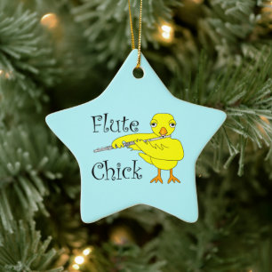 Flute Chick Text Ceramic Ornament