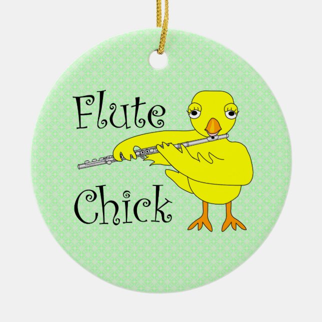 Flute Chick Text Ceramic Ornament (Front)