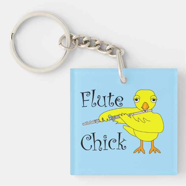 Flute Chick Text Keychain (Front)