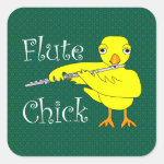 Flute Chick Text Square Sticker