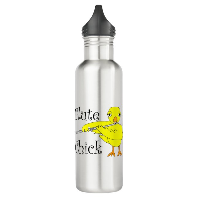 Flute Chick Text Stainless Steel Water Bottle (Left)