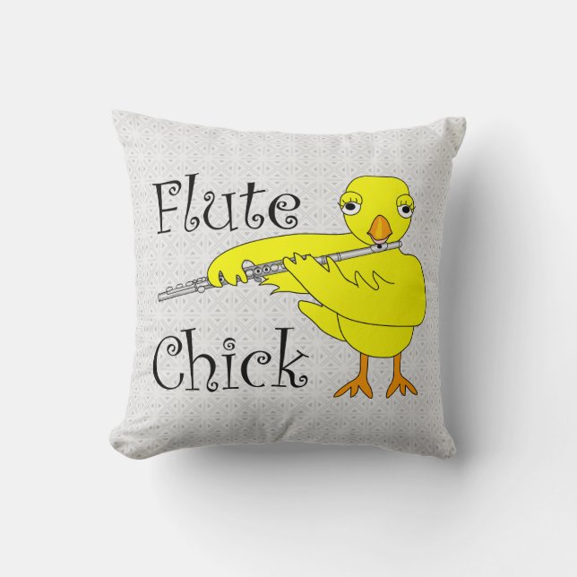Flute Chick Text Throw Pillow (Front)
