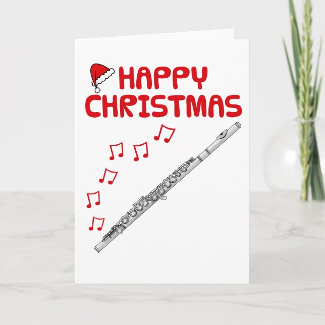 Flute Christmas Card Flutist Woodwind Musician (Front)