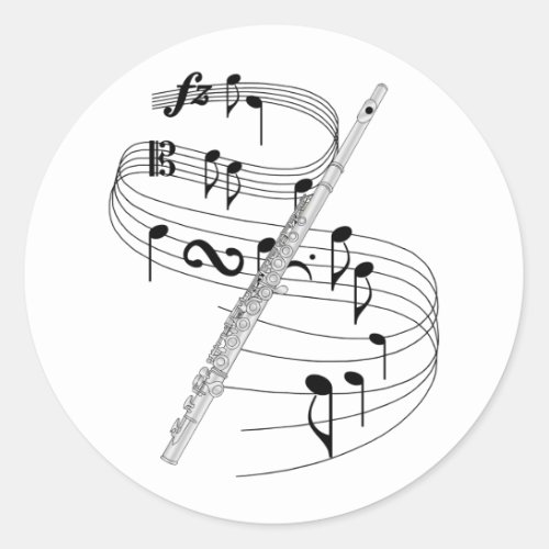 Flute Classic Round Sticker