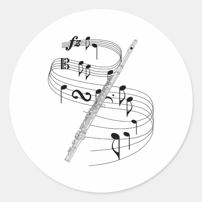 Flute Classic Round Sticker (Front)