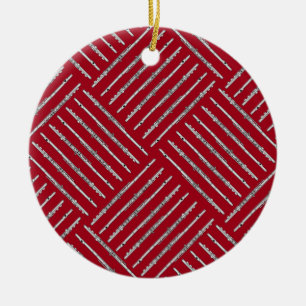 Flute Crosshatch Ceramic Ornament