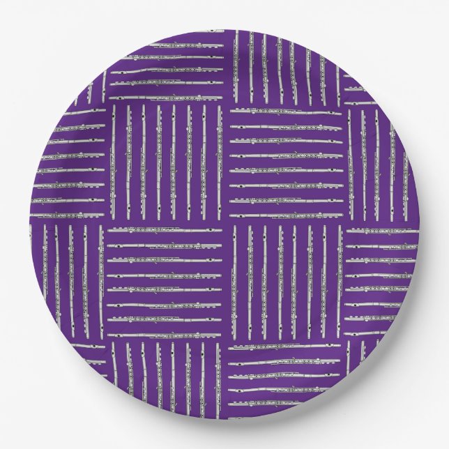 Flute Crosshatch Paper Plates (Front)