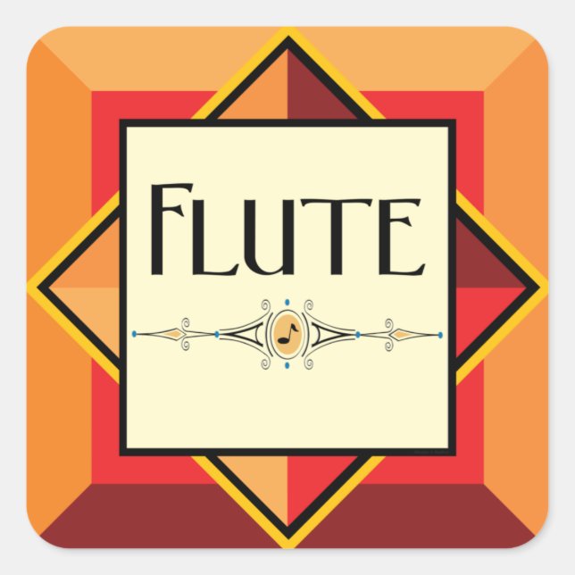 Flute Decorative Block Square Sticker (Front)