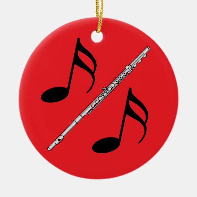 Flute Drawing Ceramic Ornament (Front)