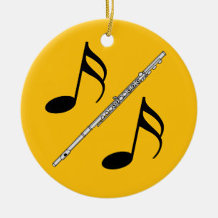 Flute Drawing Ceramic Ornament