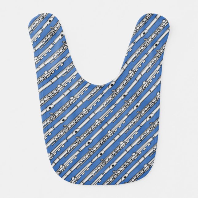Flute Drawing Pattern Baby Bib (Front)