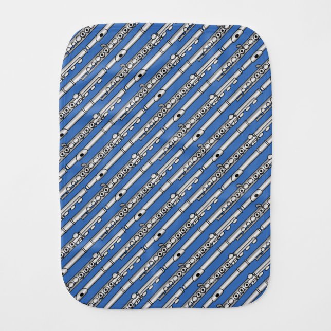 Flute Drawing Pattern Baby Burp Cloth (Front)
