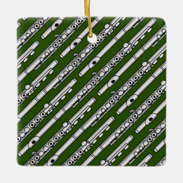 Flute Drawing Pattern Ceramic Ornament (Front)