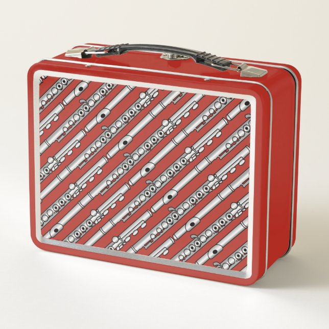 Flute Drawing Pattern Metal Lunch Box (Back)