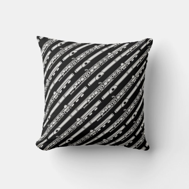 Flute Drawing Pattern Throw Pillow (Front)