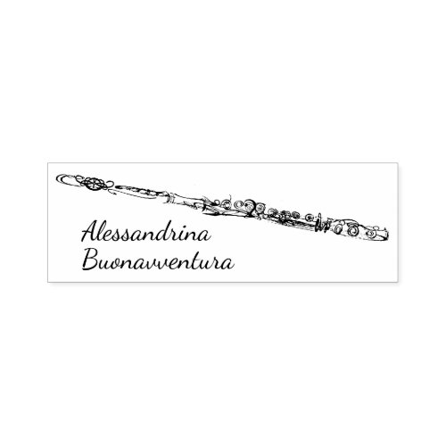 Flute Drawing with Custom Name Self_inking Stamp