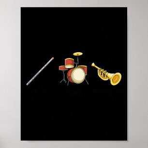Flute Drums Trumpet Band Instruments Subtle Anti T Poster