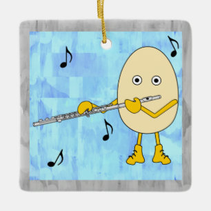 Flute Egghead Ceramic Ornament