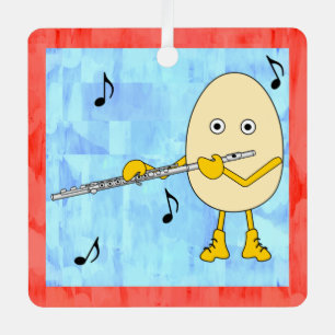 Flute Egghead Metal Ornament