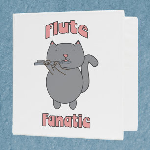 Flute Fanatic Cat Design 3 Ring Binder