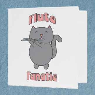 Flute Fanatic Cat Design 3 Ring Binder