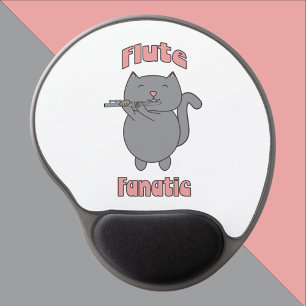 Flute Fanatic Cute Gray Cat Gel Mouse Pad