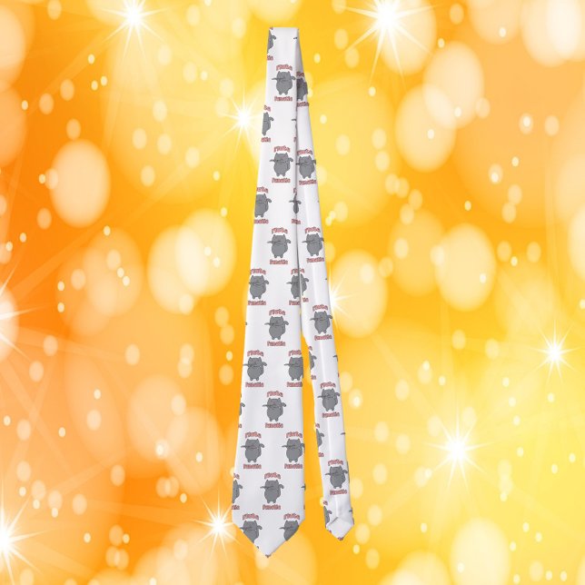 Flute Fanatic Gray Cat Pink Letters Neck Tie (A tie with a pattern of gray cats playing the flute with the words flute fanatic in pink.)