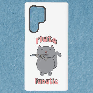 Flute Fanatic Gray Cat Pink Letters Samsung Galaxy S22 Ultra Case