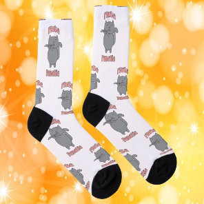 Flute Fanatic Gray Cat PInk Socks