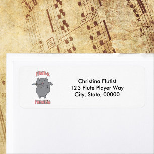 Flute Fanatic Music Cat Personalize Return Address Label