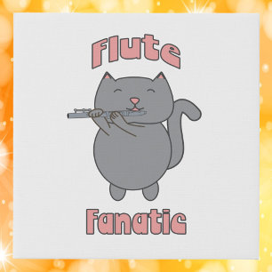 Flute Fanatic Pink Gray Cat Faux Canvas Print