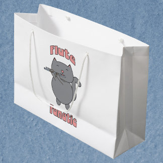 Flute Fanatic Pink Gray Cat Large Gift Bag