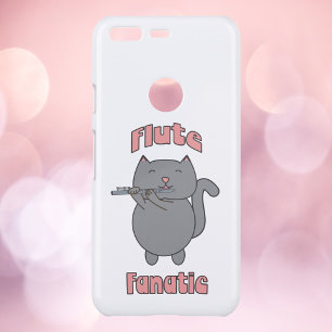 Flute Fanatic Pink Gray Cat Uncommon Google Pixel Case