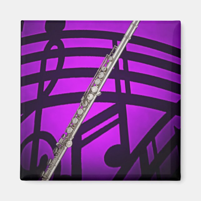 Flute Flutist Musician Square Magnet (Front)