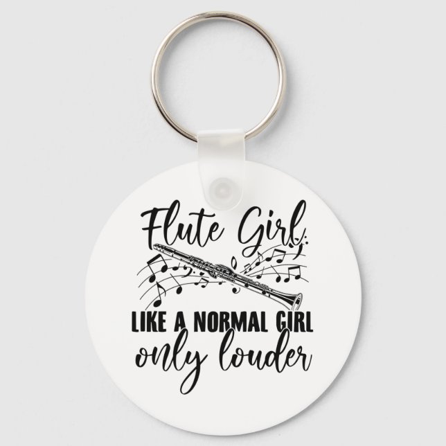 Flute Girl | Flute Flute Gift Ideas Keychain (Front)