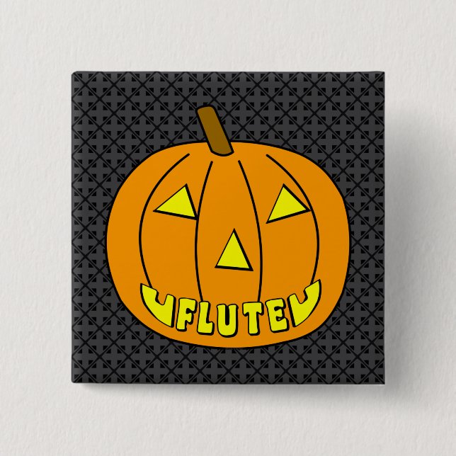 Flute Halloween Pumpkin Button (Front)