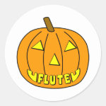 Flute Halloween Pumpkin Classic Round Sticker