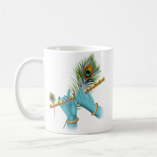 Flute_Hands_Peacock Feather_Lord Krishna Coffee Mug