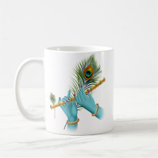 Flute_Hands_Peacock Feather_Lord Krishna Coffee Mug