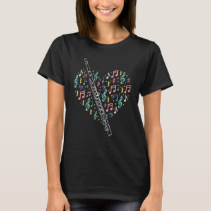 Flute Heart  Flute Player Flutist Marching Band Mu T-Shirt