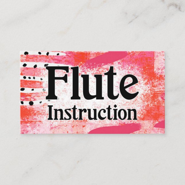 Flute Instruction Lessons Hot Pink Business Cards (Front)