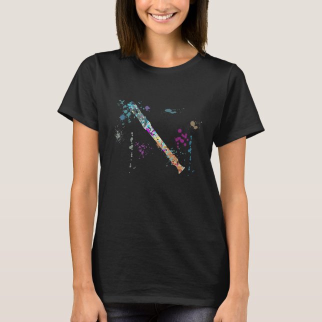 Flute Instrument Silhouette Flutes T-Shirt (Front)