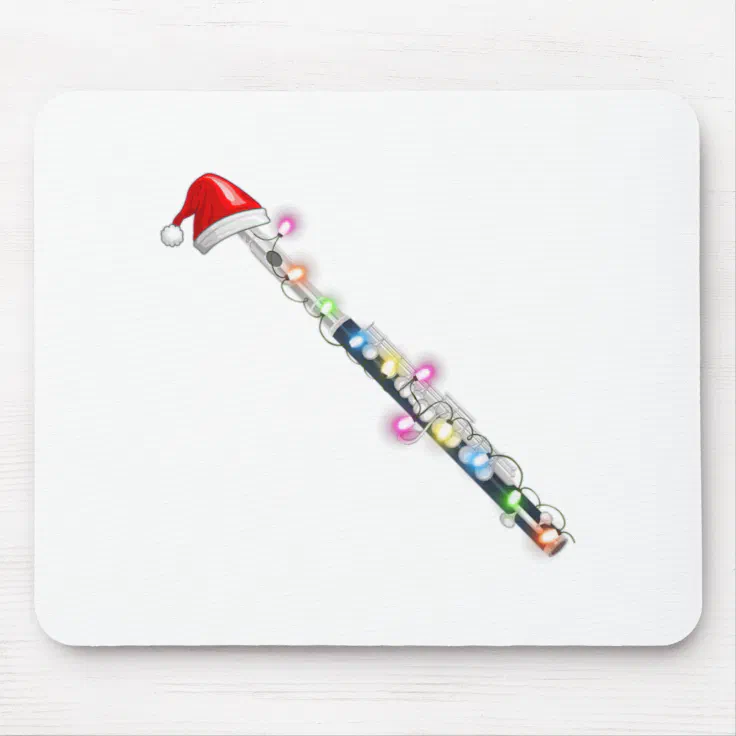 Flute Instrument with Santa Hat Christmas Lights X Mouse Pad | Zazzle
