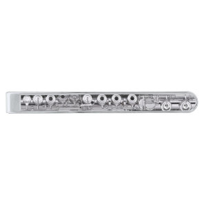 Flute Keys Silver Finish Tie Clip