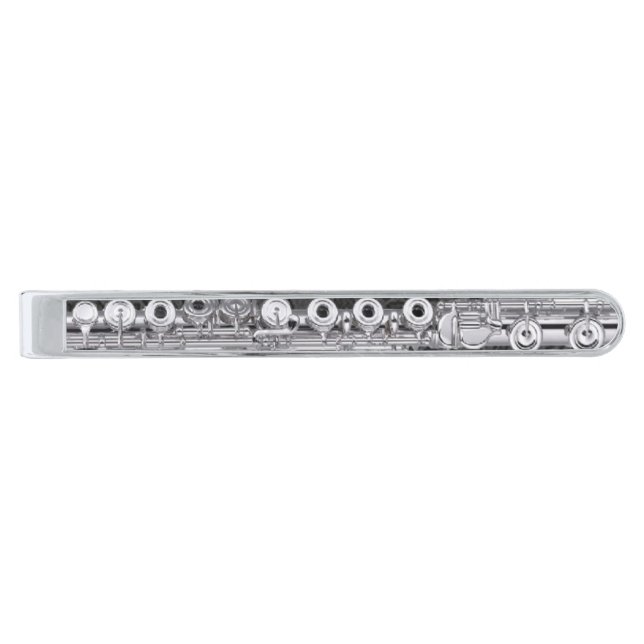 Flute Keys Silver Finish Tie Clip (Front)