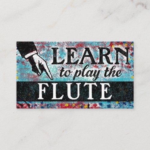 Flute Lessons Business Cards _ Blue Red