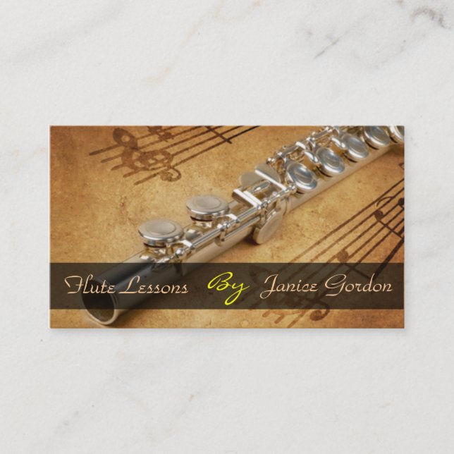 Flute Lessons Instrument Music Instructor Business Card (Front)