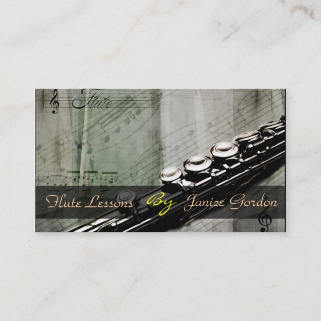 Flute Lessons Instrument Music Instructor Business Card (Front)