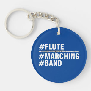 Flute Marching Band Hashtags Keychain